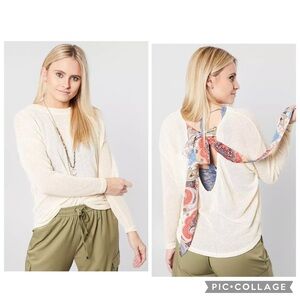 Blu Pepper Textured Knit Tie Back Top in yellow L